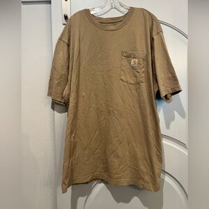 Carhartt light brown/ Tan Loose Fit single front pocket Tee. GUC!